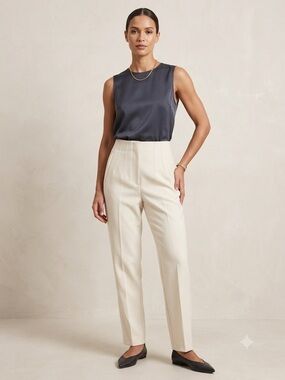 Cream High-Waist Trousers